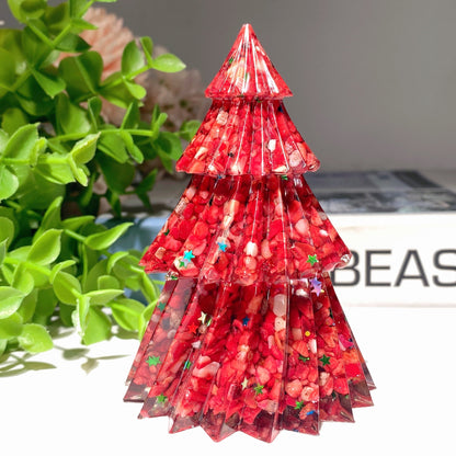 3.5" Mixed Crystal Chips Resin Christmas Tree Carvings Bulk Wholesale