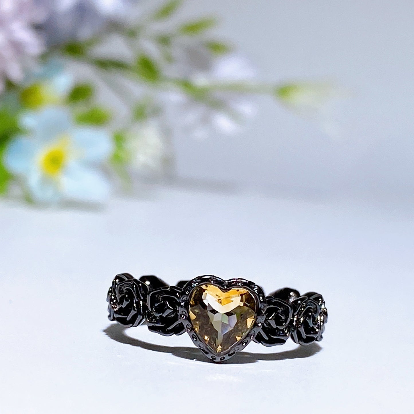 925 Silver Crystal Heart Ring Crystal Healing Bulk Wholesale