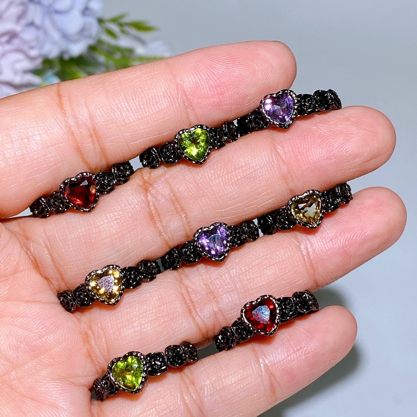 925 Silver Crystal Heart Ring Crystal Healing Bulk Wholesale