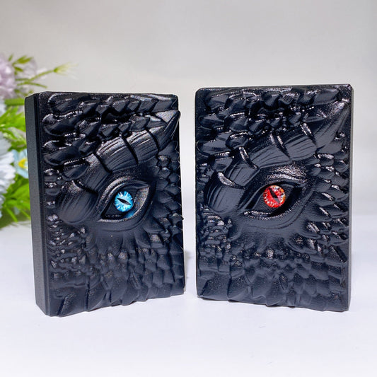 Black Obsidian Dragon Book Carving Crystal Healing Bulk Wholesale