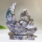 15cm Moss Agate Fairy on Moon Carving Crystal Healing Bulk Wholesale