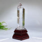 Unique Blue Needle in Quartz Tower with Wooden Stand Crystal Healing Bulk Wholesale
