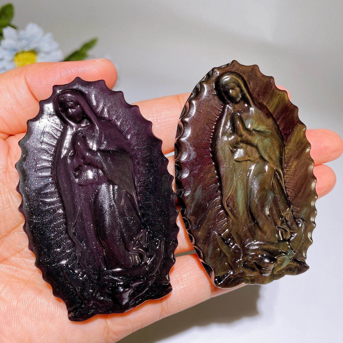 3.1" Rainbow Obsidian Maria Carving Crystal Healing Bulk Wholesale