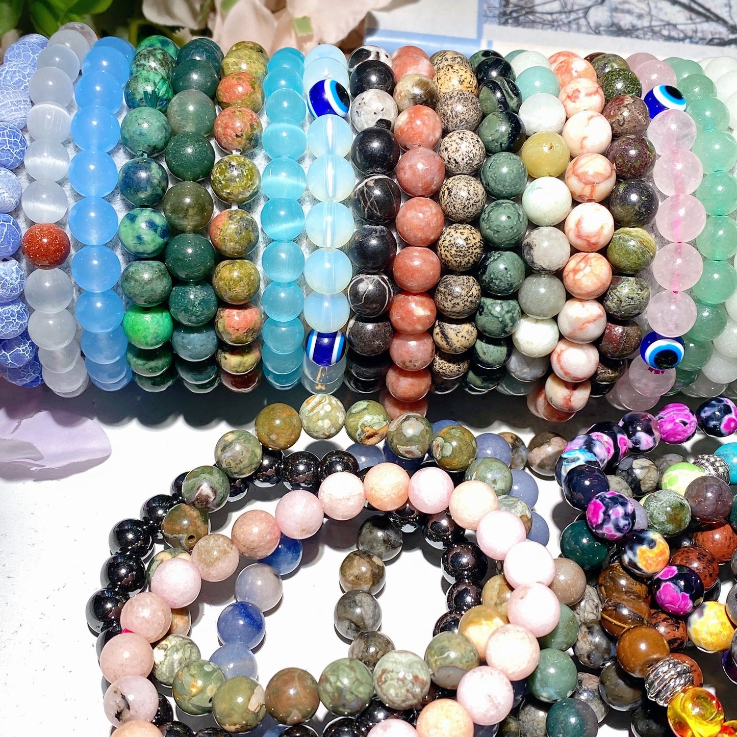 100pcs 8mm Mixed Crystal Beads Bracelet Bulk Deal Wholesale