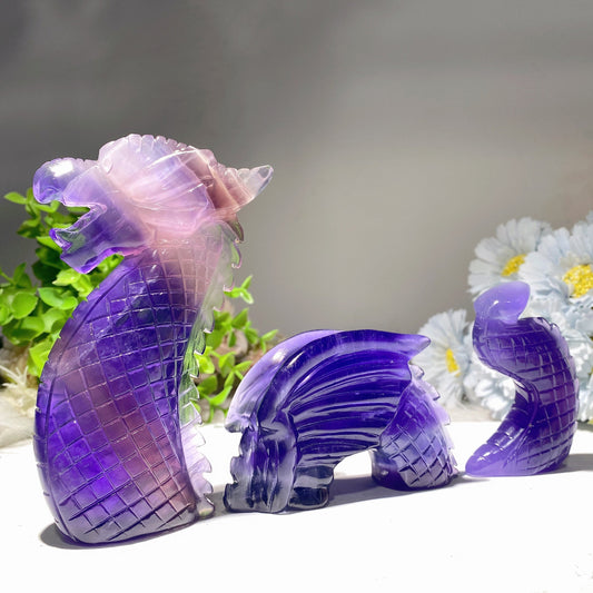 8.6" Three-piece Dragon Crystal Carvings Bulk Wholesale