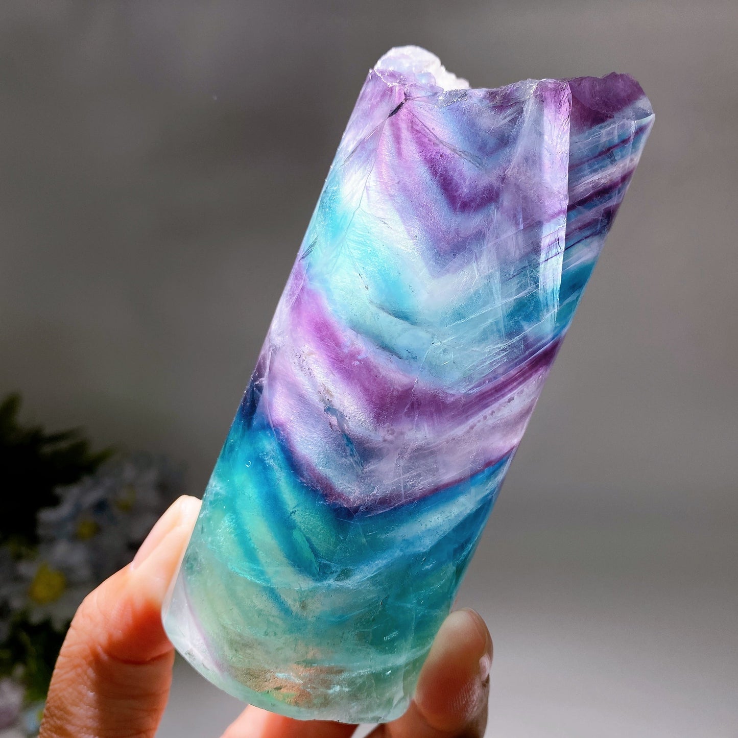 11-13cm Rainbow Fluorite Cylinder Candle Free Form Crystal Healing Bulk Wholesale