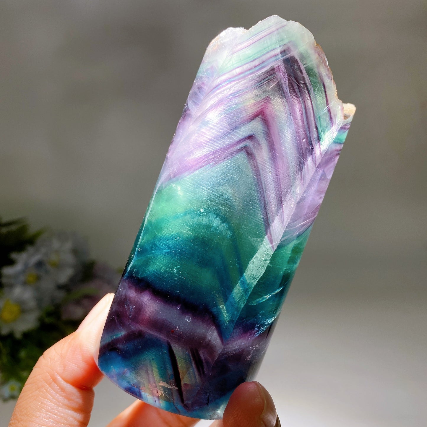 11-13cm Rainbow Fluorite Cylinder Candle Free Form Crystal Healing Bulk Wholesale