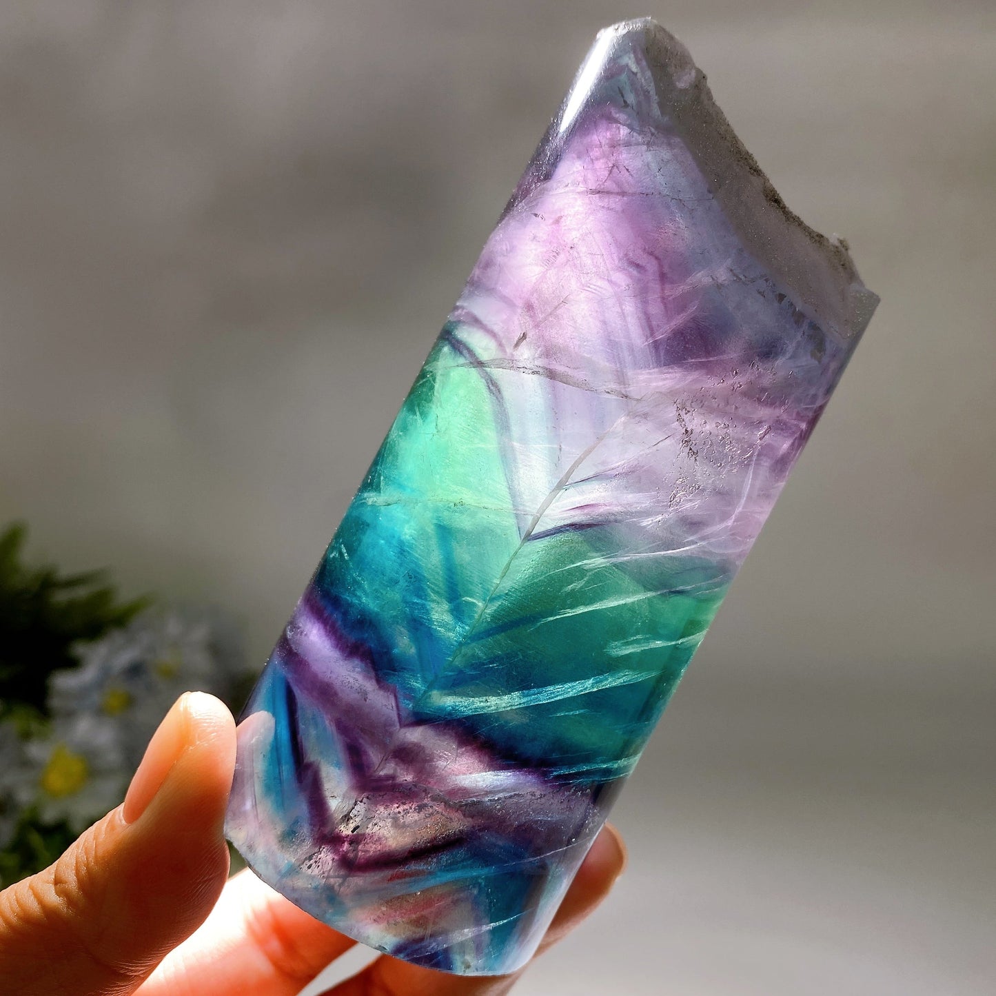 11-13cm Rainbow Fluorite Cylinder Candle Free Form Crystal Healing Bulk Wholesale
