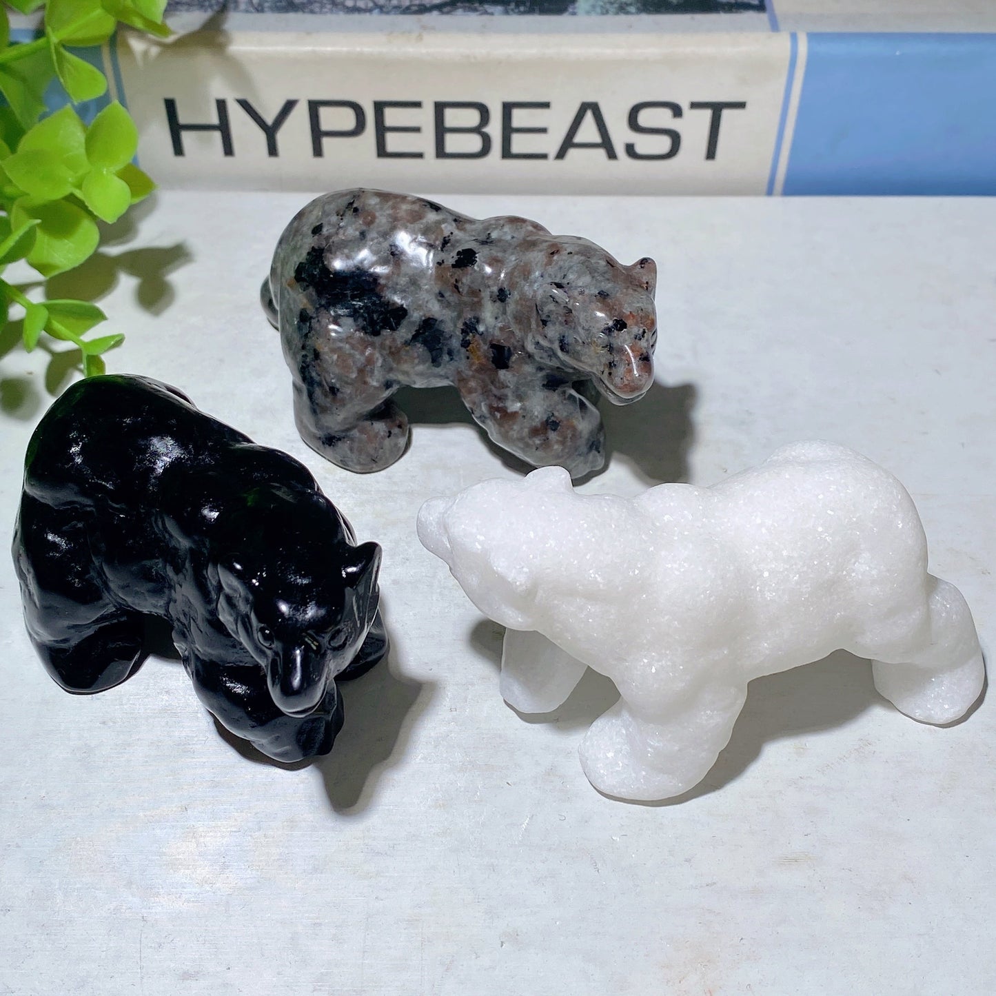 3.1" Mixed Crystal Polar Bear Carvings Bulk Wholesale