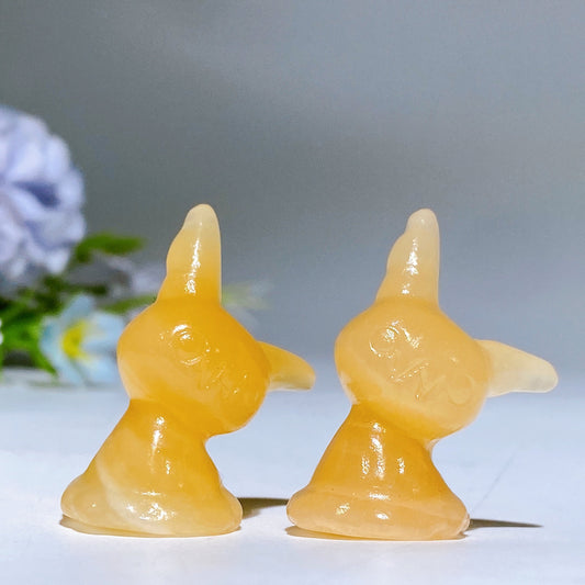 1.3" Orange Calcite Miniku Pokemon Carving Crystal Healing Bulk Wholesale