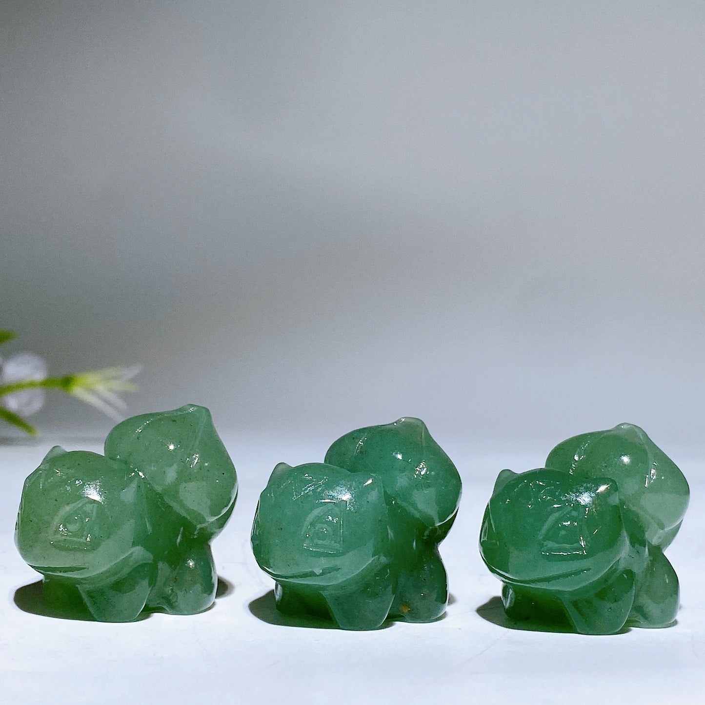 1.1" Green Aventurine Bulbasaur Pokemon Carving Crystal Healing Bulk Wholesale