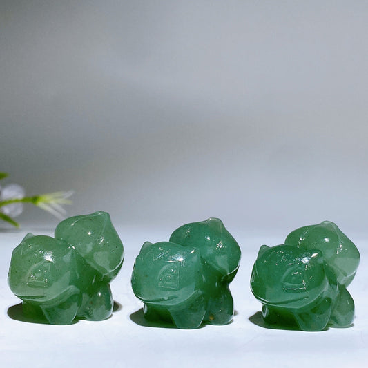 1.1" Green Aventurine Bulbasaur Pokemon Carving Crystal Healing Bulk Wholesale