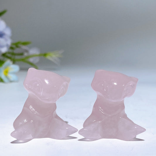 1.1" Rose Quartz MEW Pokemon Carving Crystal Healing Bulk Wholesale