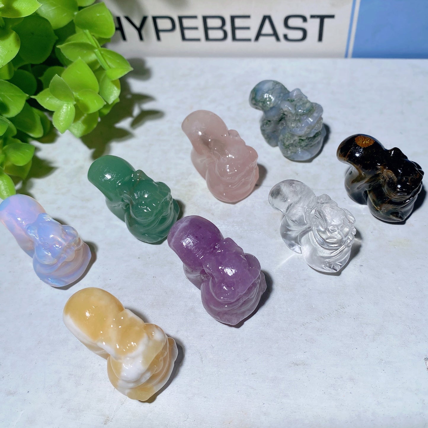 1.2" Mixed Crystal Mini Squirrel Carvings Bulk Wholesale