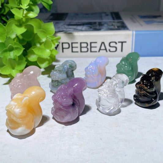 1.2" Mixed Crystal Mini Squirrel Carvings Bulk Wholesale