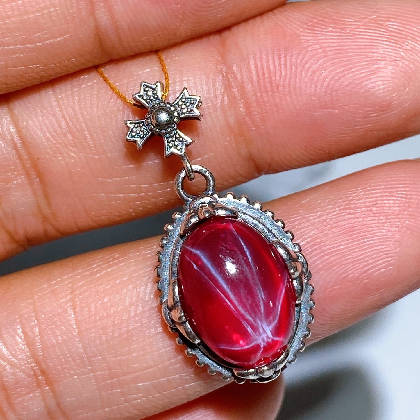 S925 Star Ruby Pendant Crystal Healing Bulk Wholesale
