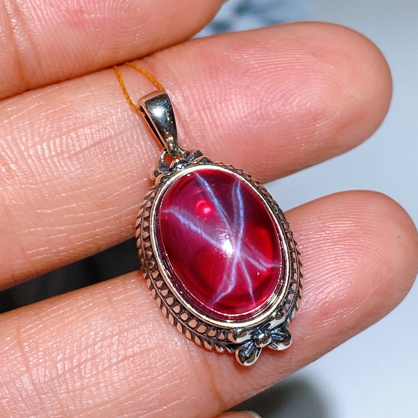 S925 Star Ruby Pendant Crystal Healing Bulk Wholesale