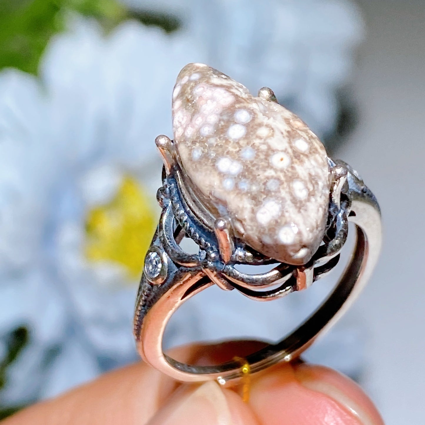 S925 Ocean Jasper Ring Crystal healing Bulk Wholesale