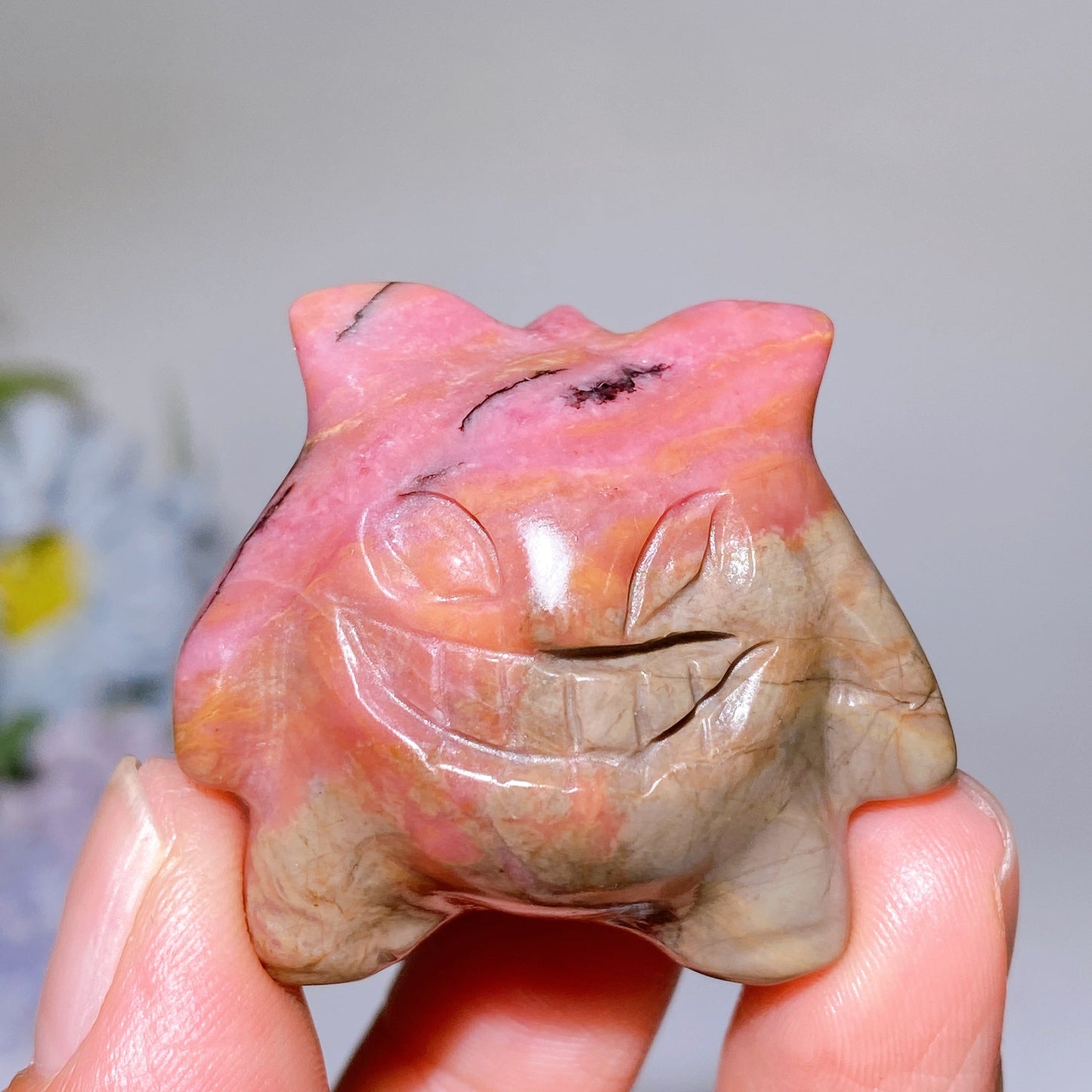 1.3" Rhodonite Gengar Carving Crystal Healing Bulk Wholesale
