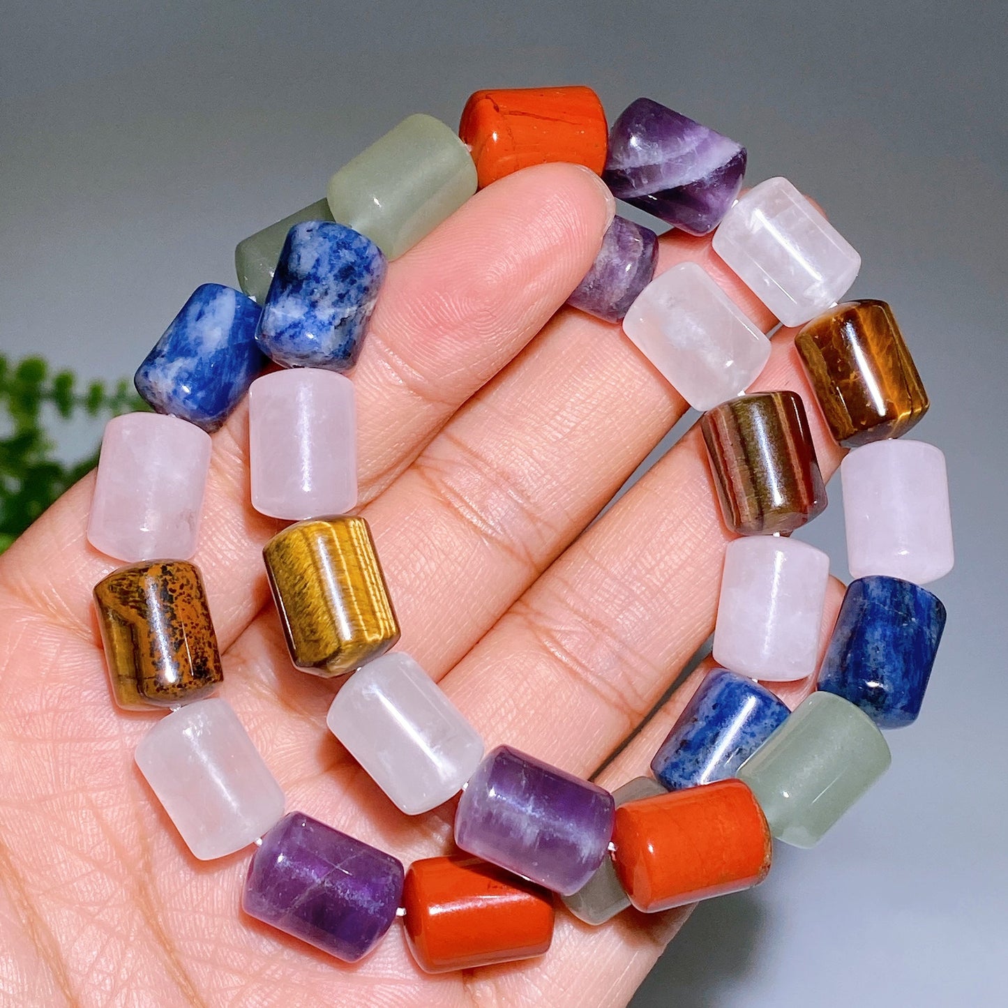 Natural Mixed Crystal Barrel Bracelet Crystal Healing Bulk Wholesale