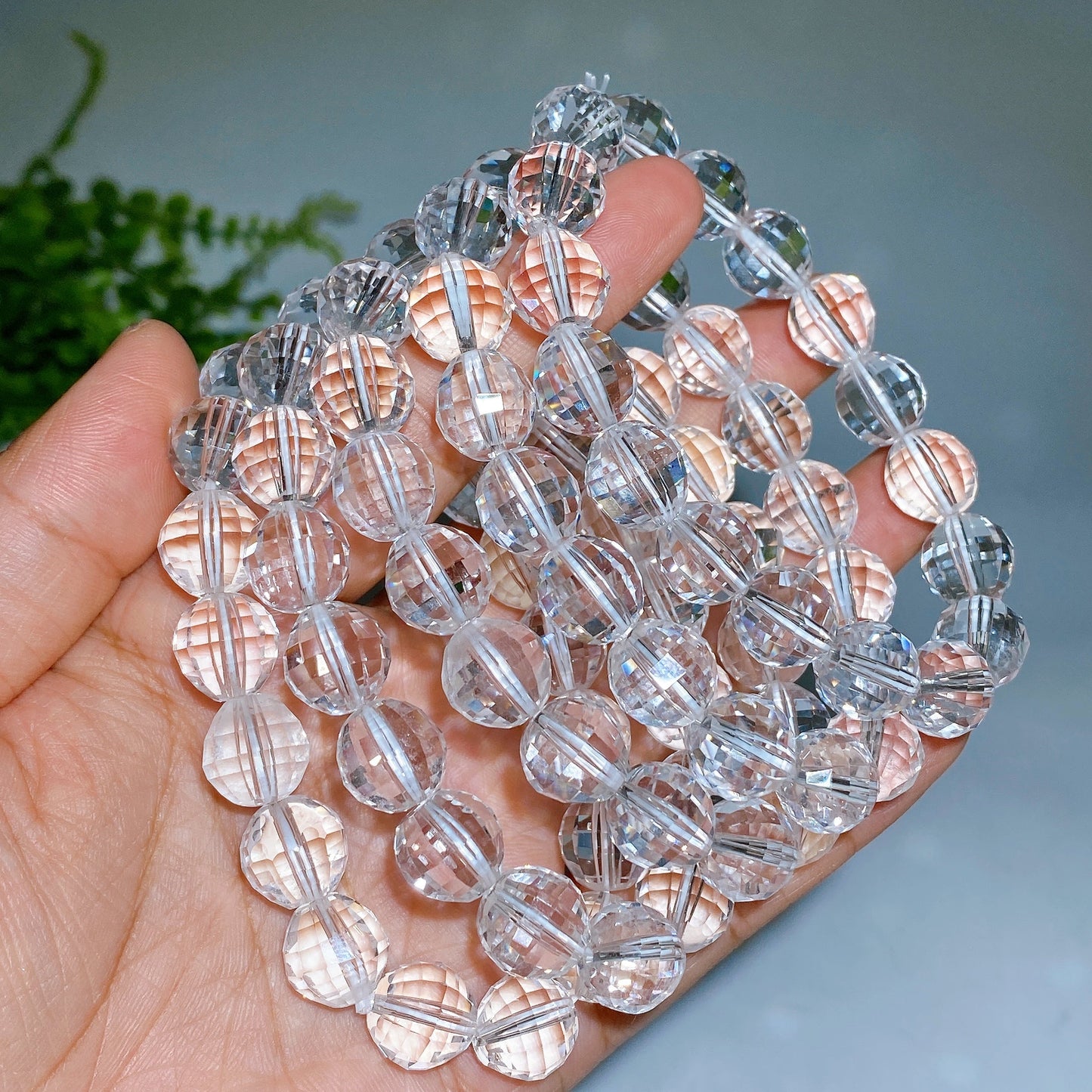 12mm Faceted Clear Quartz Bracelet Crystal Healing Bulk Wholesale