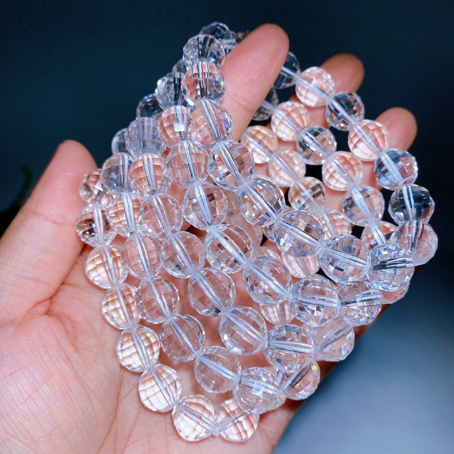 12mm Faceted Clear Quartz Bracelet Crystal Healing Bulk Wholesale