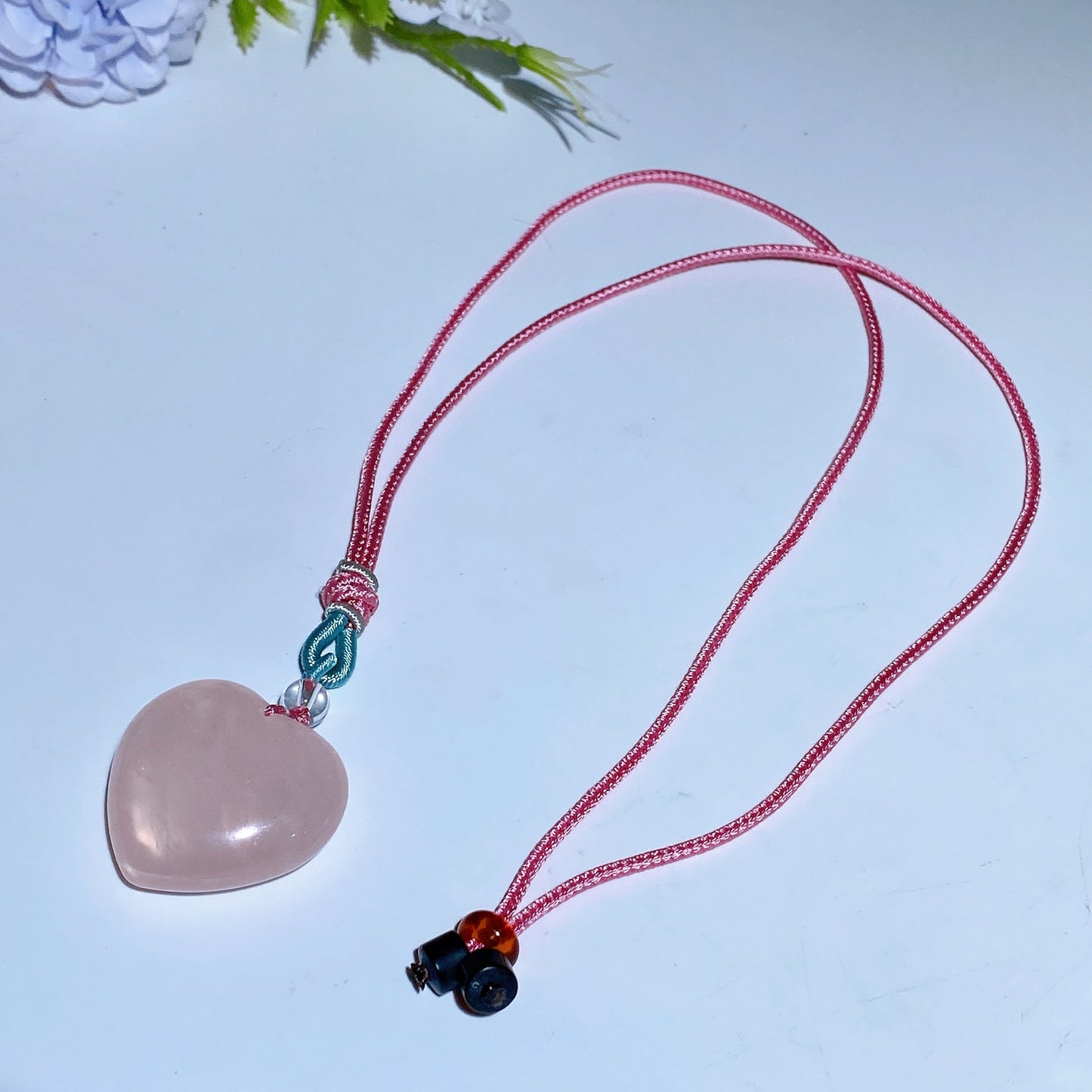 Rose Quartz Heart with Rope Neckalce Crystal Healing Bulk Wholesale