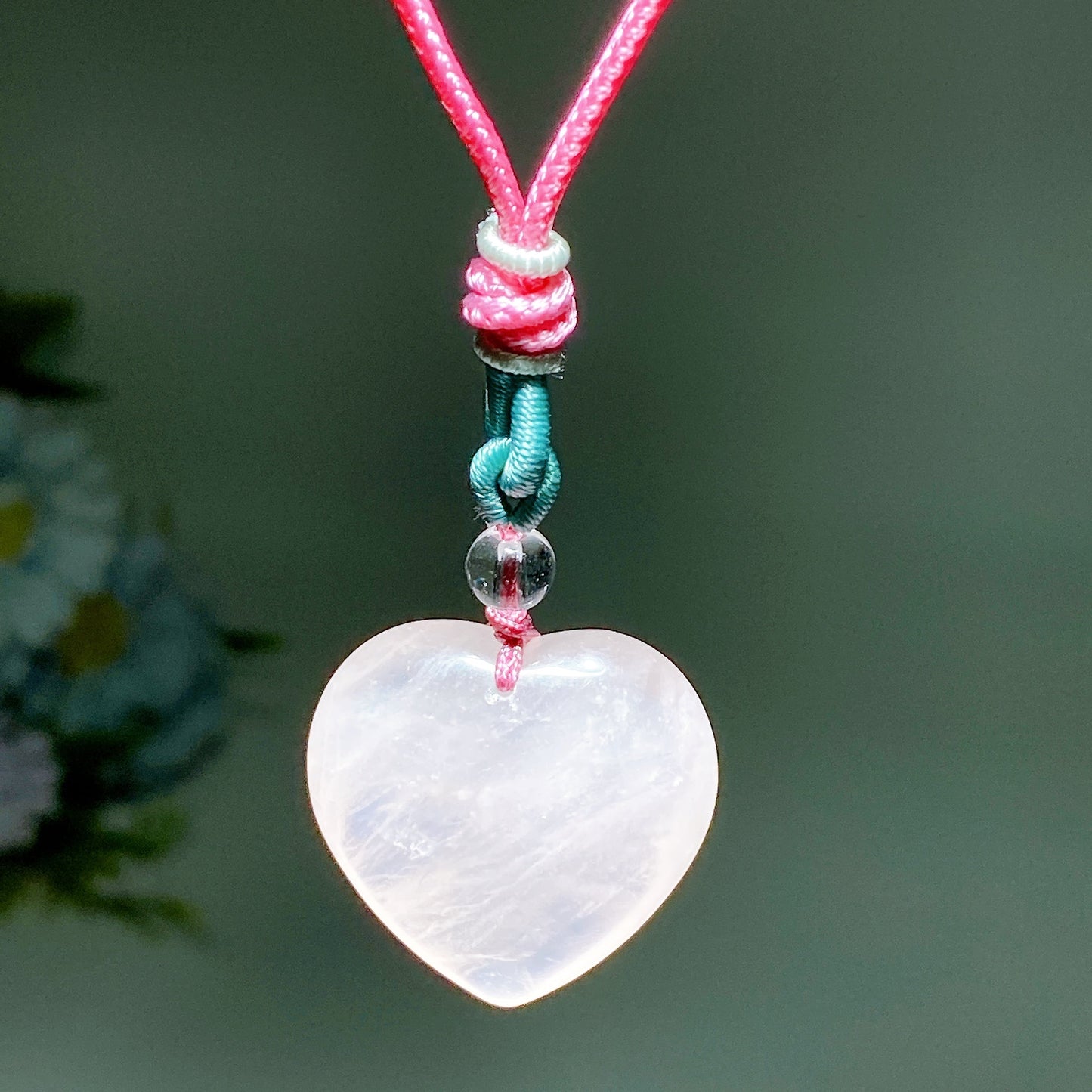 Rose Quartz Heart with Rope Neckalce Crystal Healing Bulk Wholesale