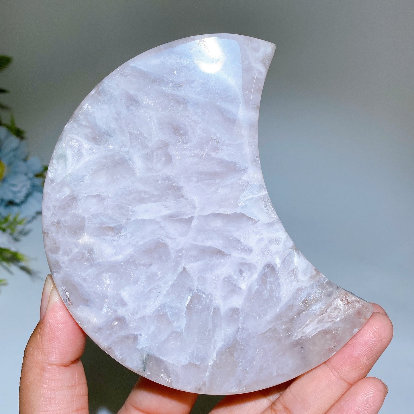 Pink Amethyst Cluster Moon Shape Carving Crystal Healing Bulk Wholesale