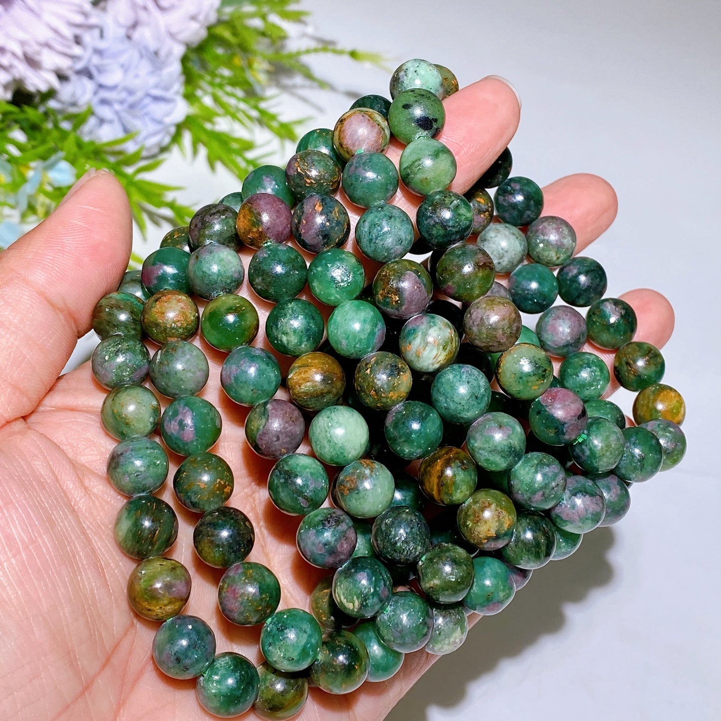 10mm Ruby In Fuchsite Bracelet Crystal Healing Bulk Wholesale