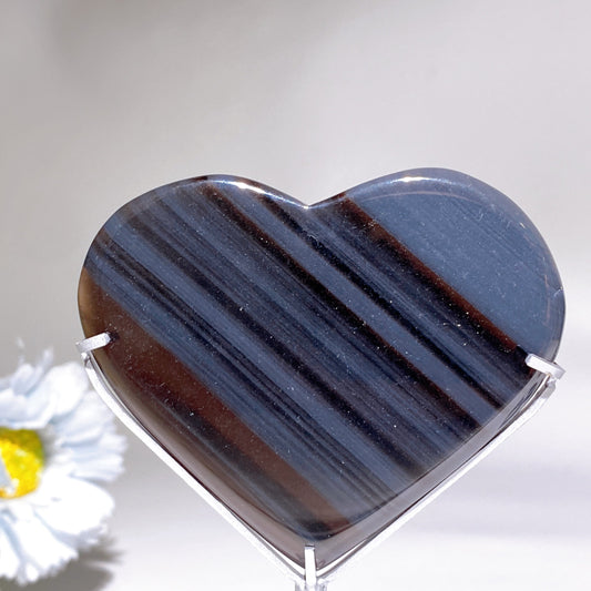 2.8"-3.1" Midnight Lace Obsidian Heart Carving with Stand Crystal Healing Bulk Wholesale