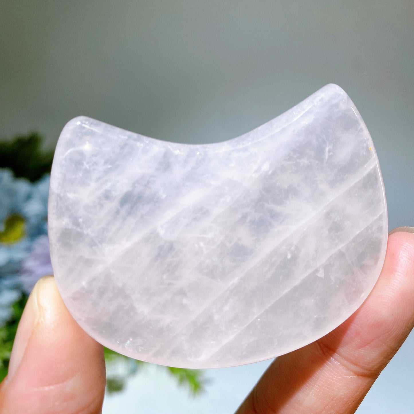 2.2" Rose Quartz Kitty Head Guasha Board Crystal Healing Bulk Wholesale
