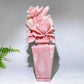 Hand Carved Unique Natural Pink Opal Peony Vase Free Form Crystal Healing Bulk Wholesale