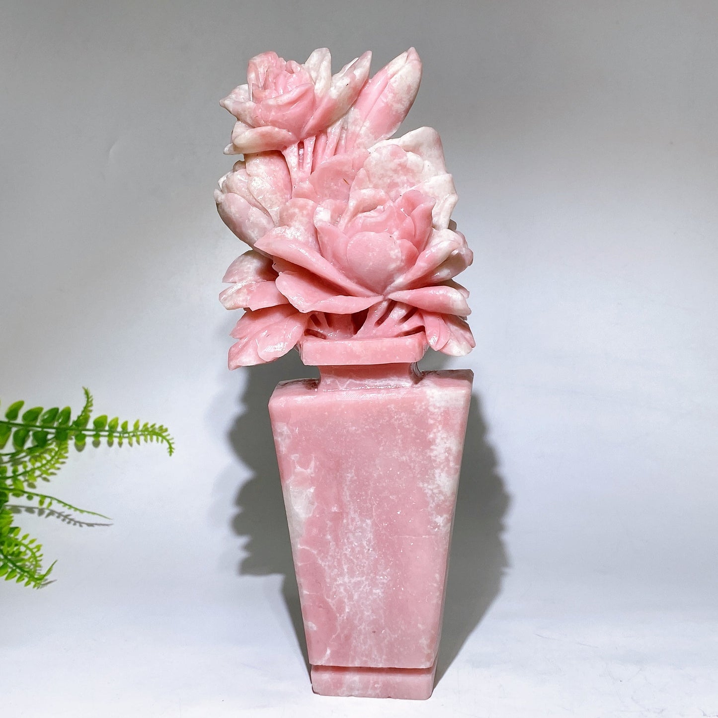 Hand Carved Unique Natural Pink Opal Peony Vase Free Form Crystal Healing Bulk Wholesale