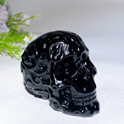 3.5" Black Obsidian Yooperlite Skull Carving Crystal Healing Bulk Wholesale