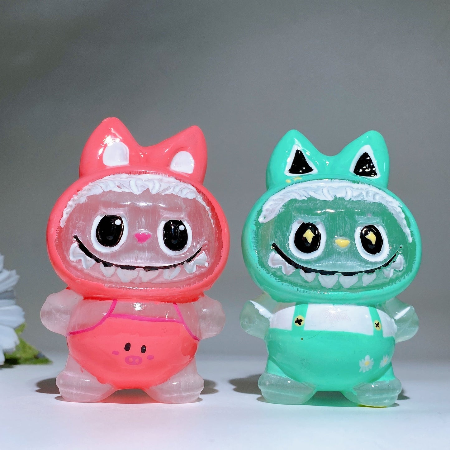 3.8" Selenite Labubu Carving with Hand  Painting Crystal Healing Bulk Wholesale