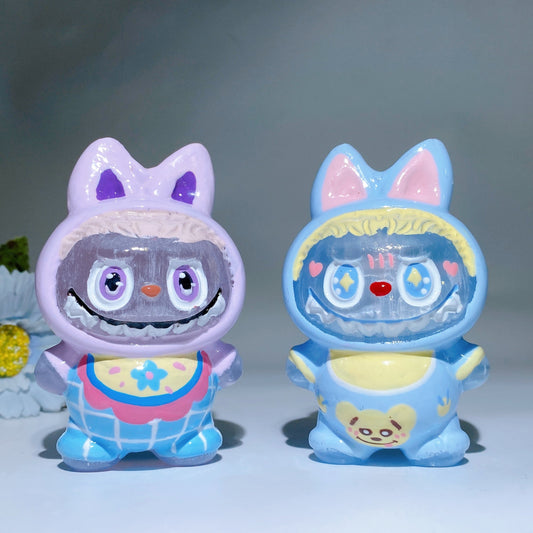 3.8" Selenite Labubu Carving with Hand  Painting Crystal Healing Bulk Wholesale