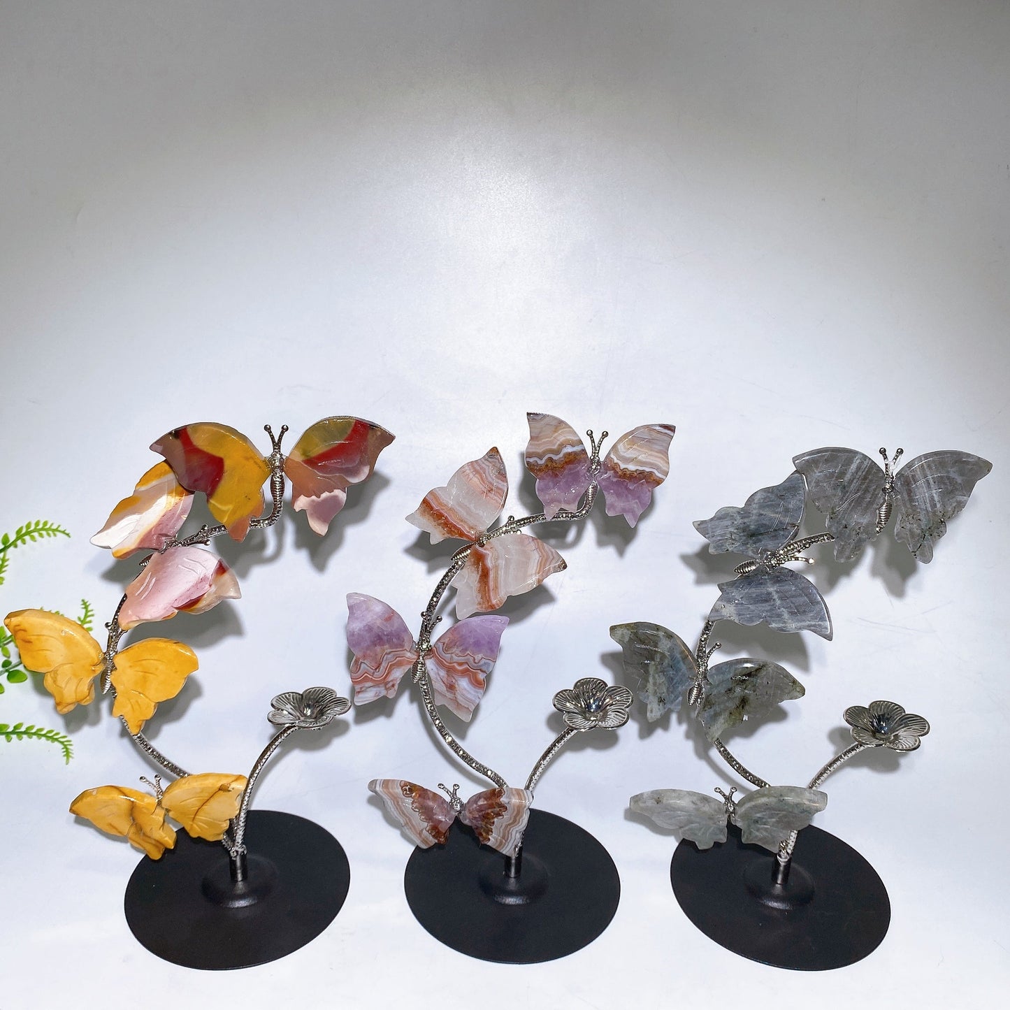21cm Natrual Butterfly Sphere Holder Crystal Healing Bulk Wholesale