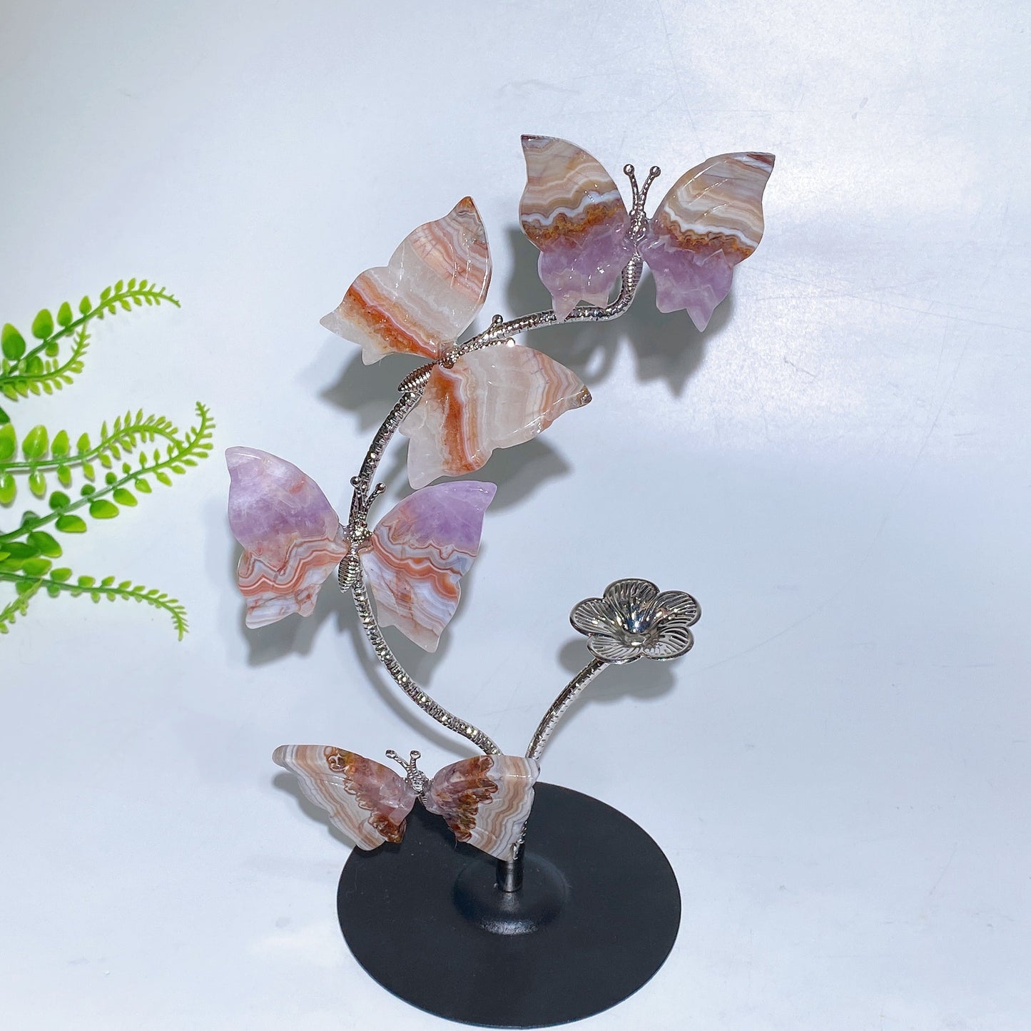 21cm Natrual Butterfly Sphere Holder Crystal Healing Bulk Wholesale
