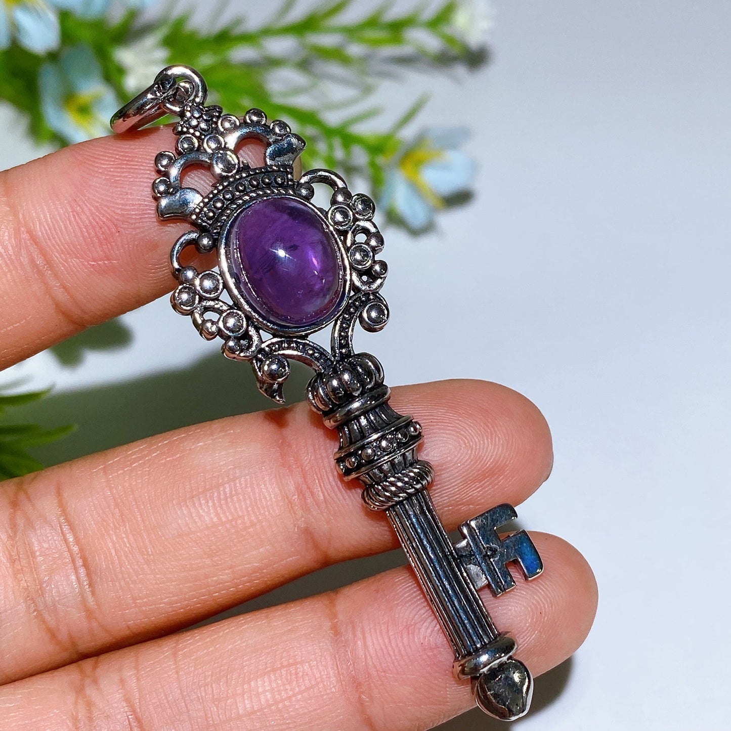 Silver Crystal Key Pendant Crystal Healing Bulk Wholesale