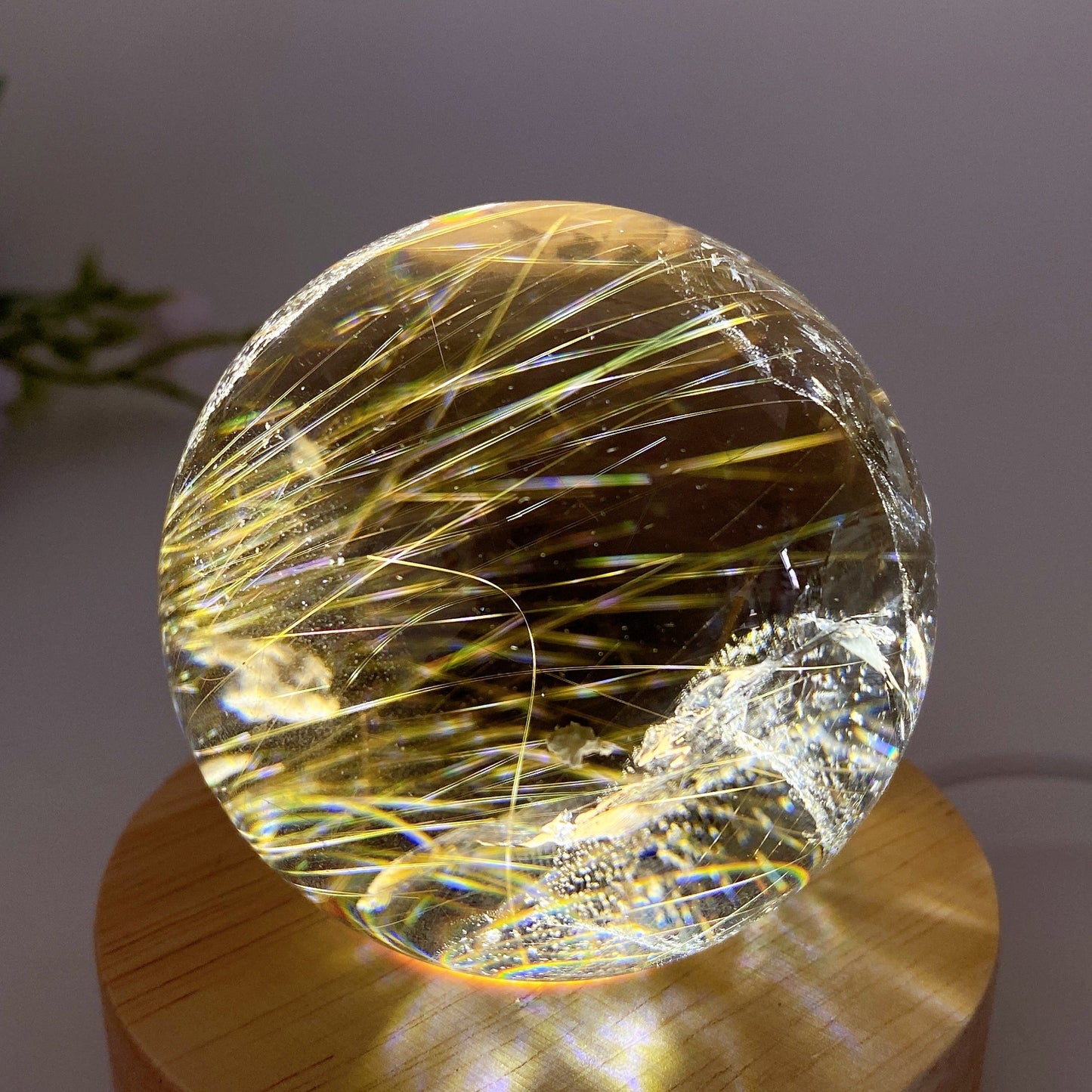 62mm Unique Golden Rutilated in Smoky Quartz Sphere Crystal Healing Bulk Wholesale