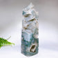 Large Unique Natural Druzy Moss Agate Tower Cryrstal Healing Bulk Wholesale