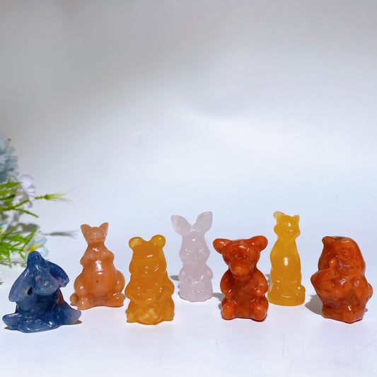 1.2"-1.7" Crystal 'Winnie the Pooh' Character Carving Crystal Healing Bulk Wholesale