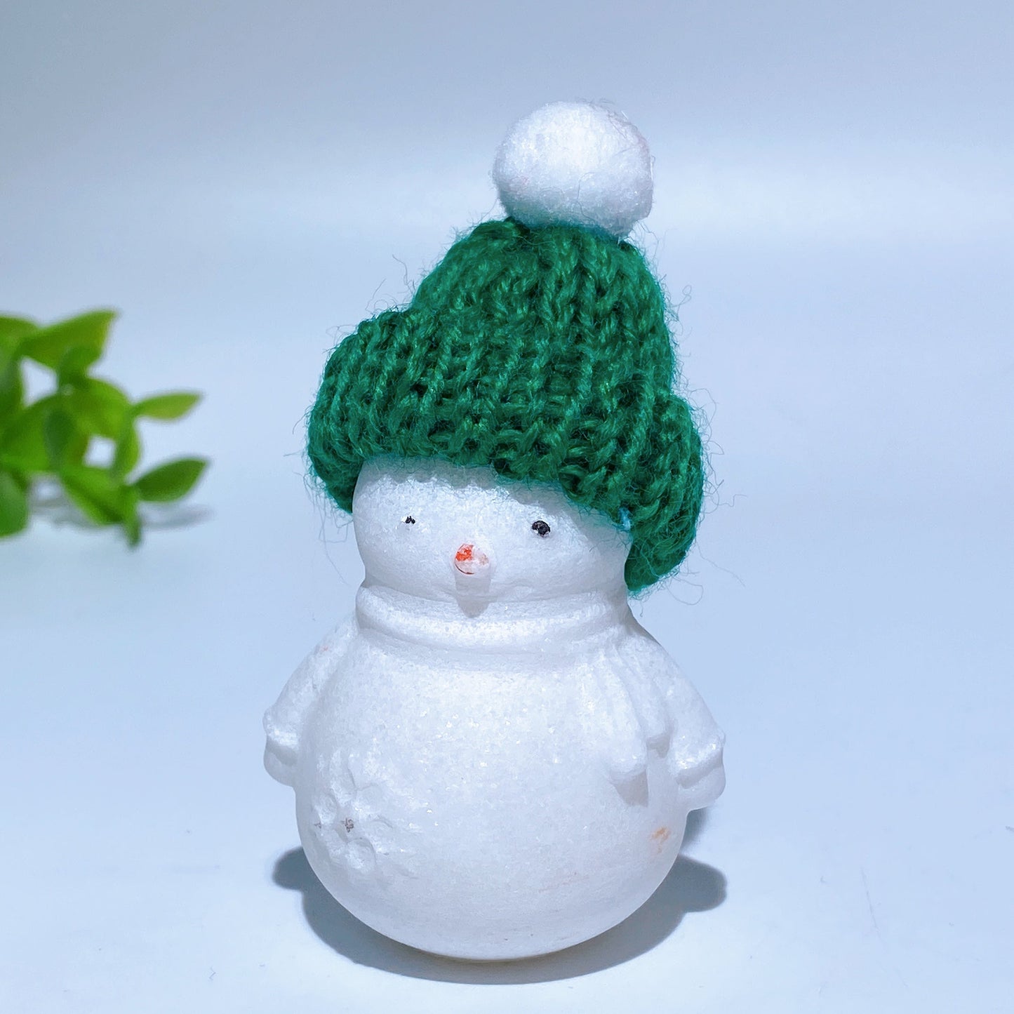 2.2" White Jade Snowman Carving with Cap Crystal Healing Bulk Wholesale