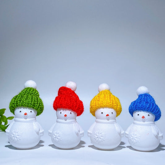 2.2" White Jade Snowman Carving with Cap Crystal Healing Bulk Wholesale