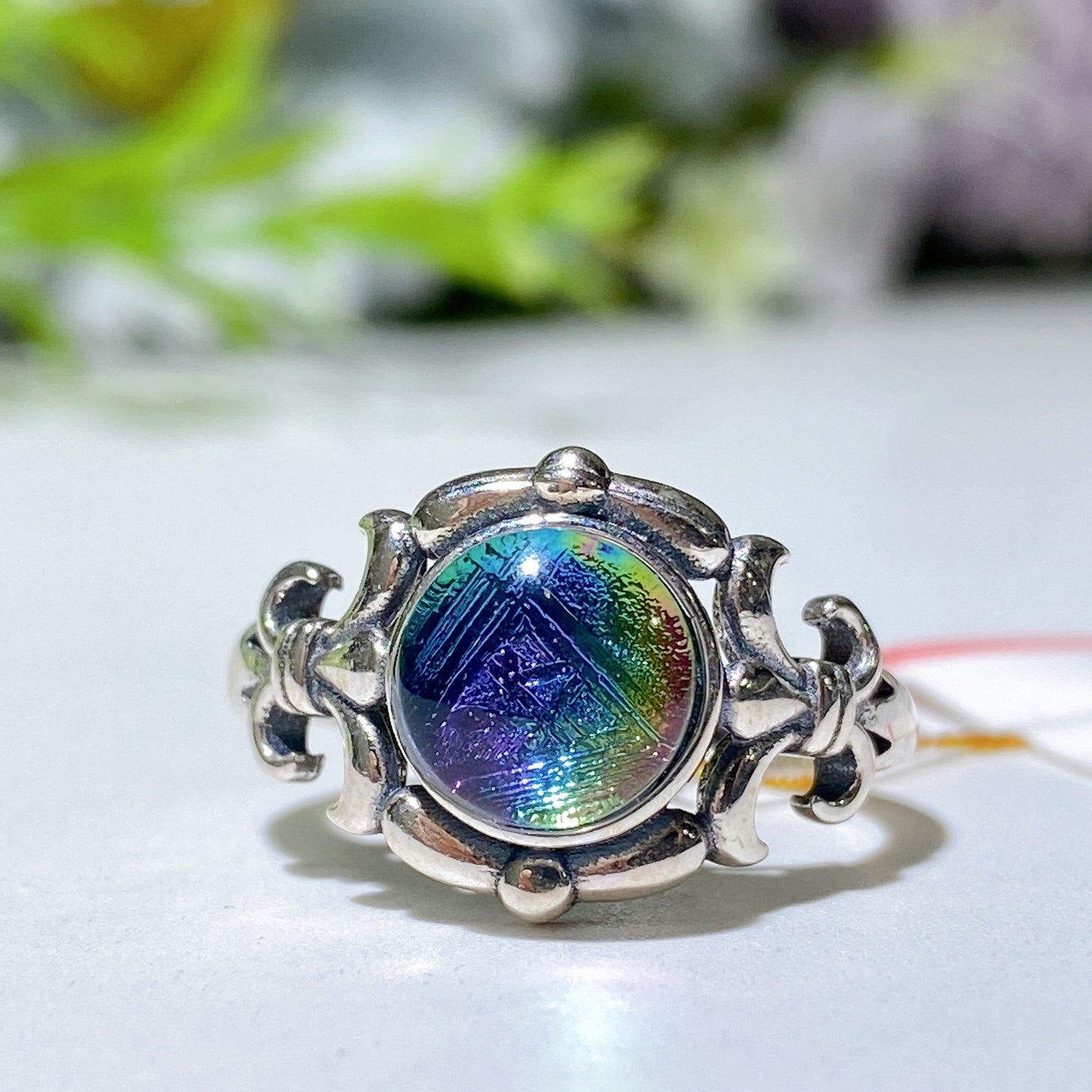 S925 Aura Gibeon Meterite Ring Crystal Healing Bulk Wholesale