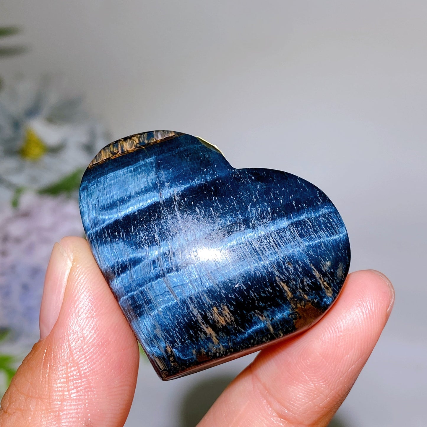 1.5"-2.4" Blue Tiger's Eye Heart Carving Crystal Healing Bulk Wholesale