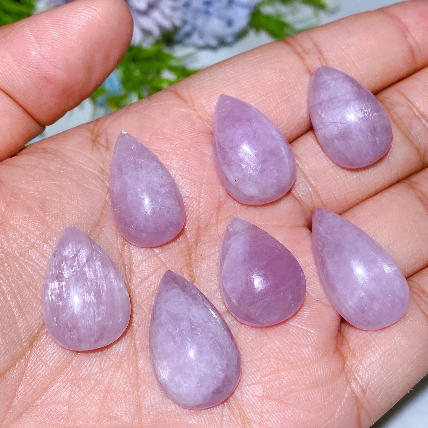20-24mm UV Reactive Kunzite Drop Shape Cabochon for Jewelry DIY Crystal Healing Bulk Wholesale