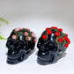3.4"-3.8" Yooperlite Black Obsidian Skull with Rose Flower Decor Carving Crystal Healing Bulk Wholesale