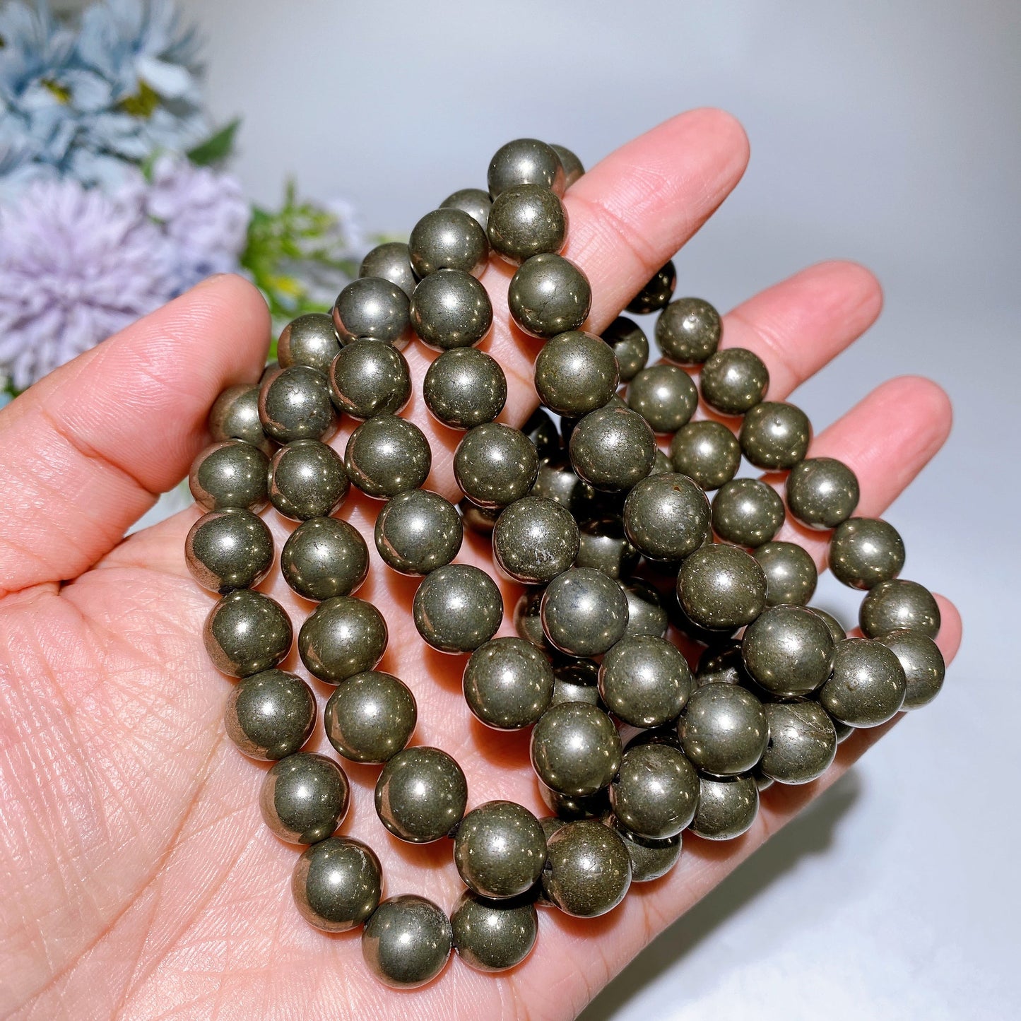 10mm Pyrite Bracelet Crystal Healing Bulk Wholesale